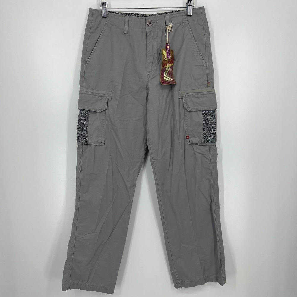Quiksilver Boys Gray Cargo Pants Size 30/20 Vtg Y2K New NOS 30" Waist